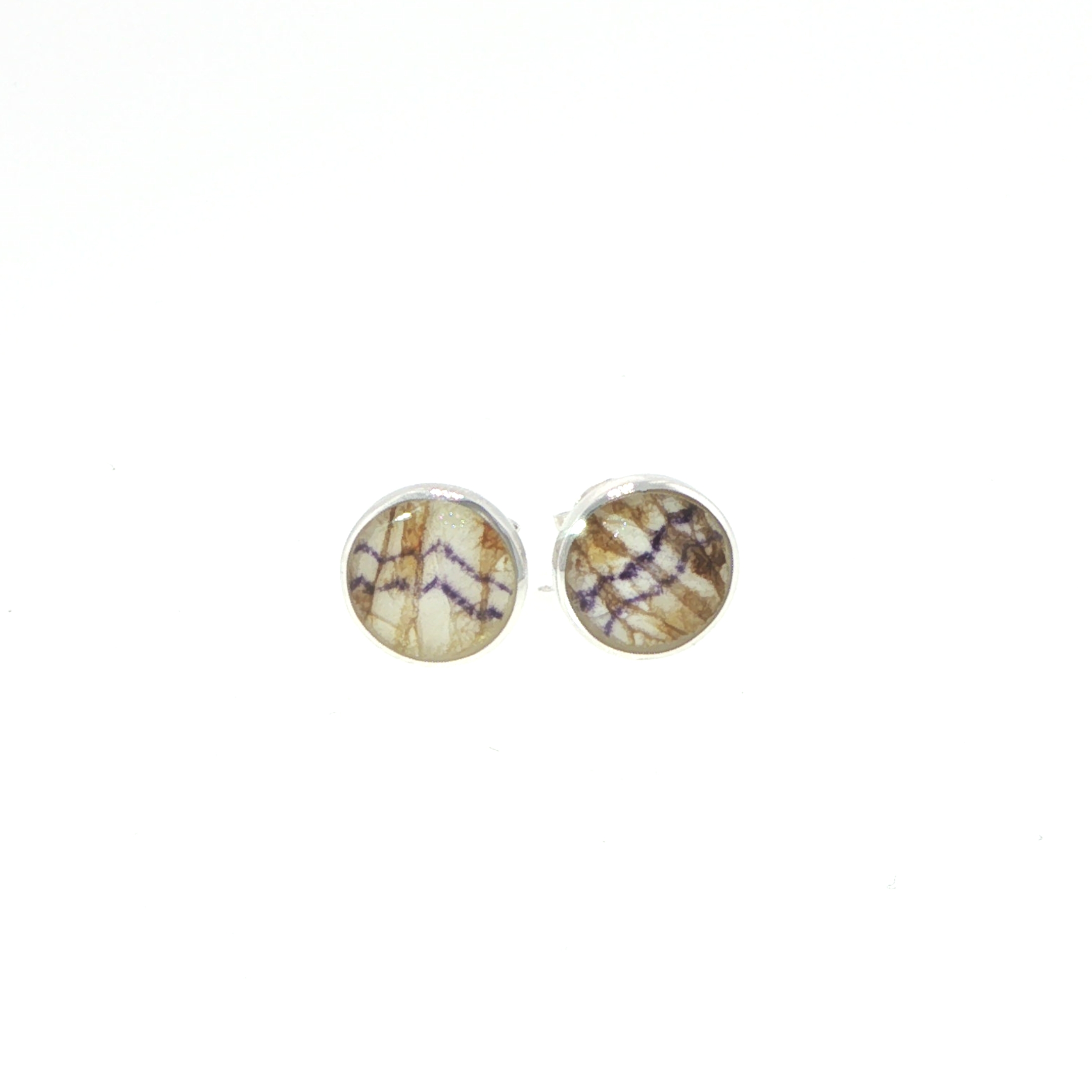 Bezel-Set Blue John Stud Earrings in Silver