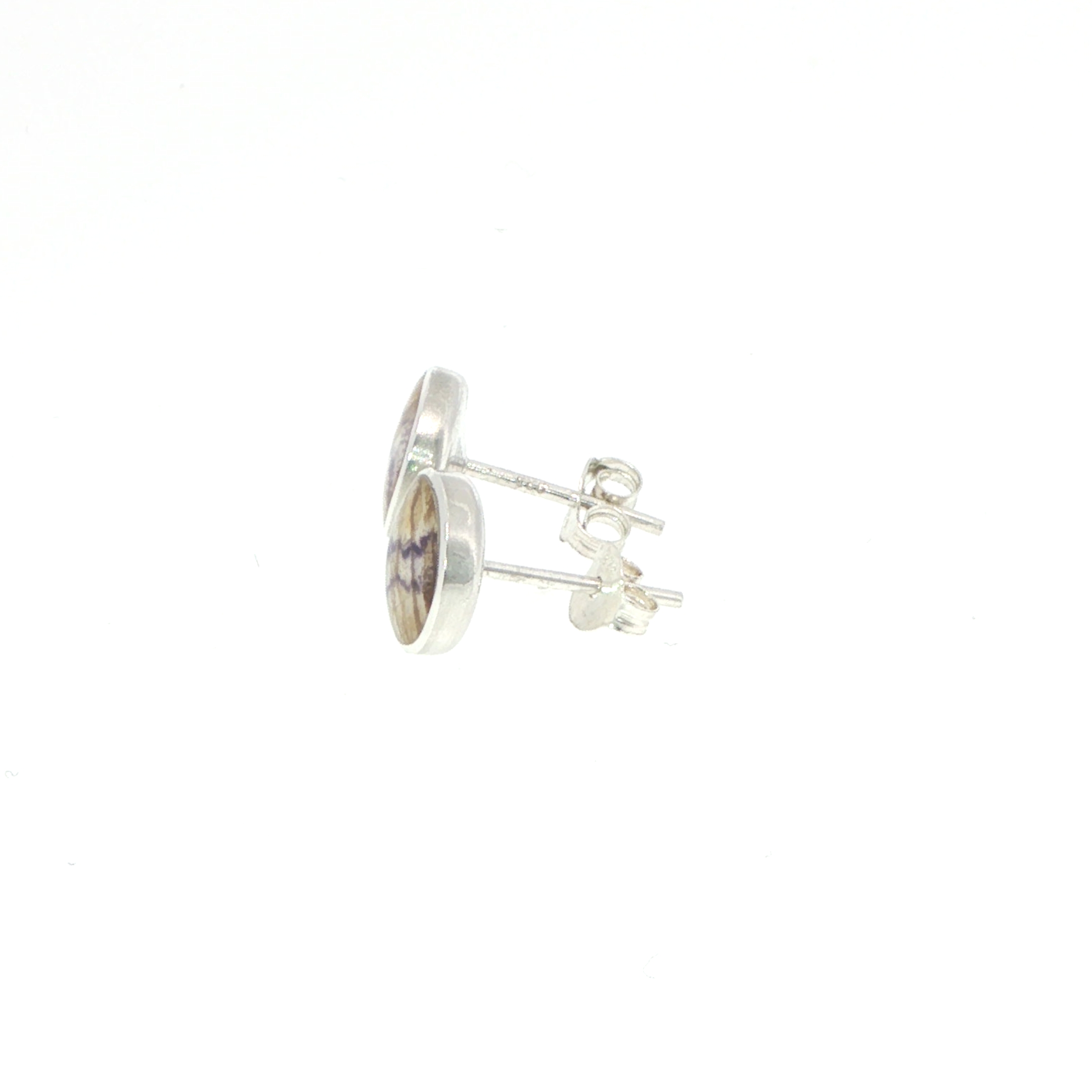 Bezel-Set Blue John Stud Earrings in Silver - Image 6