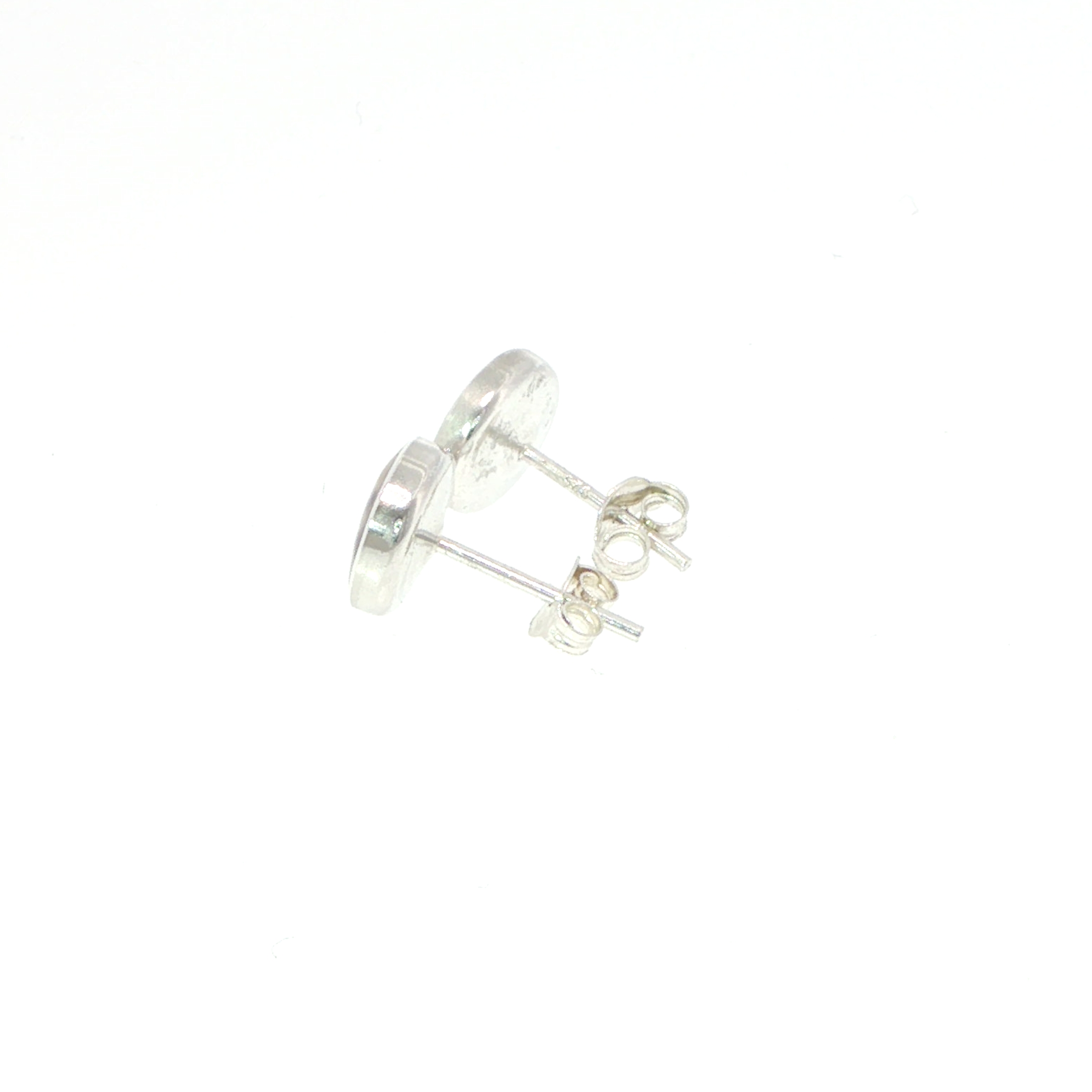 Bezel-Set Blue John Stud Earrings in Silver - Image 7
