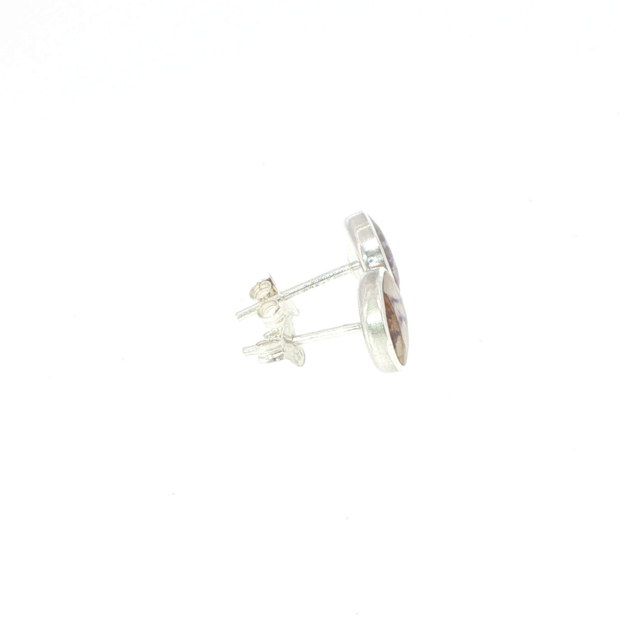 Bezel-Set Blue John Stud Earrings in Silver - Image 9