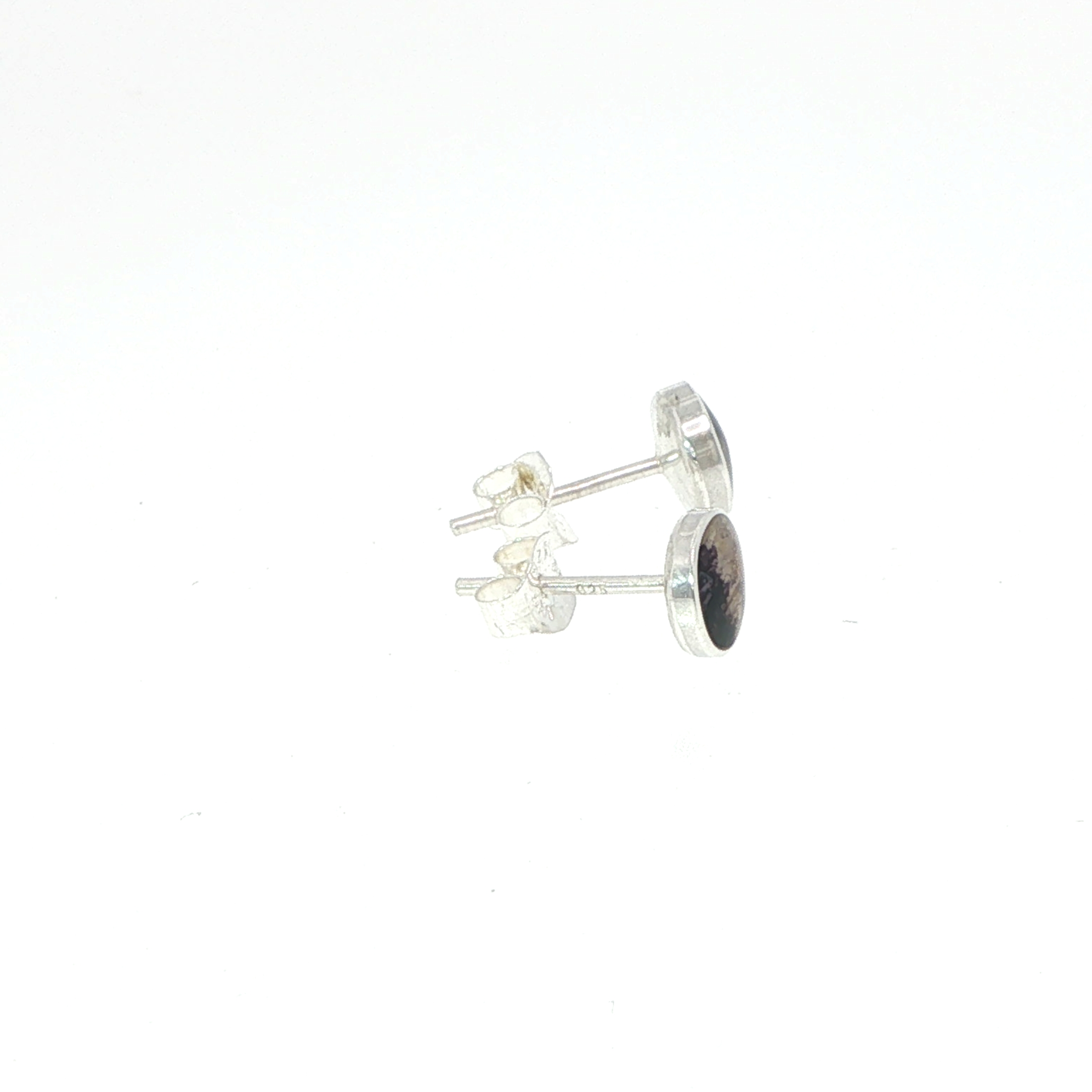 Bezel-Set Blue John Small Stud Earrings in Silver - Image 2