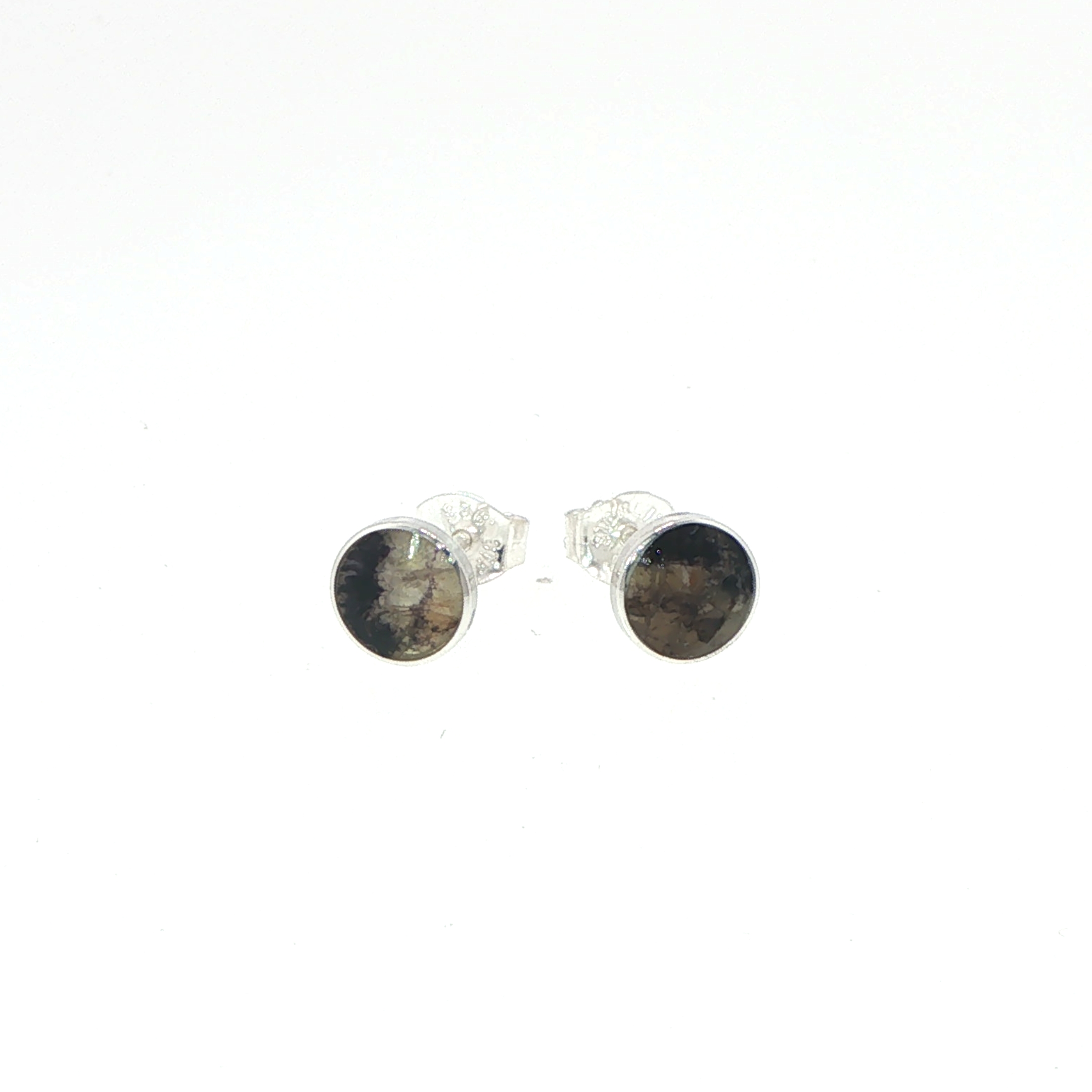 Bezel-Set Blue John Small Stud Earrings in Silver