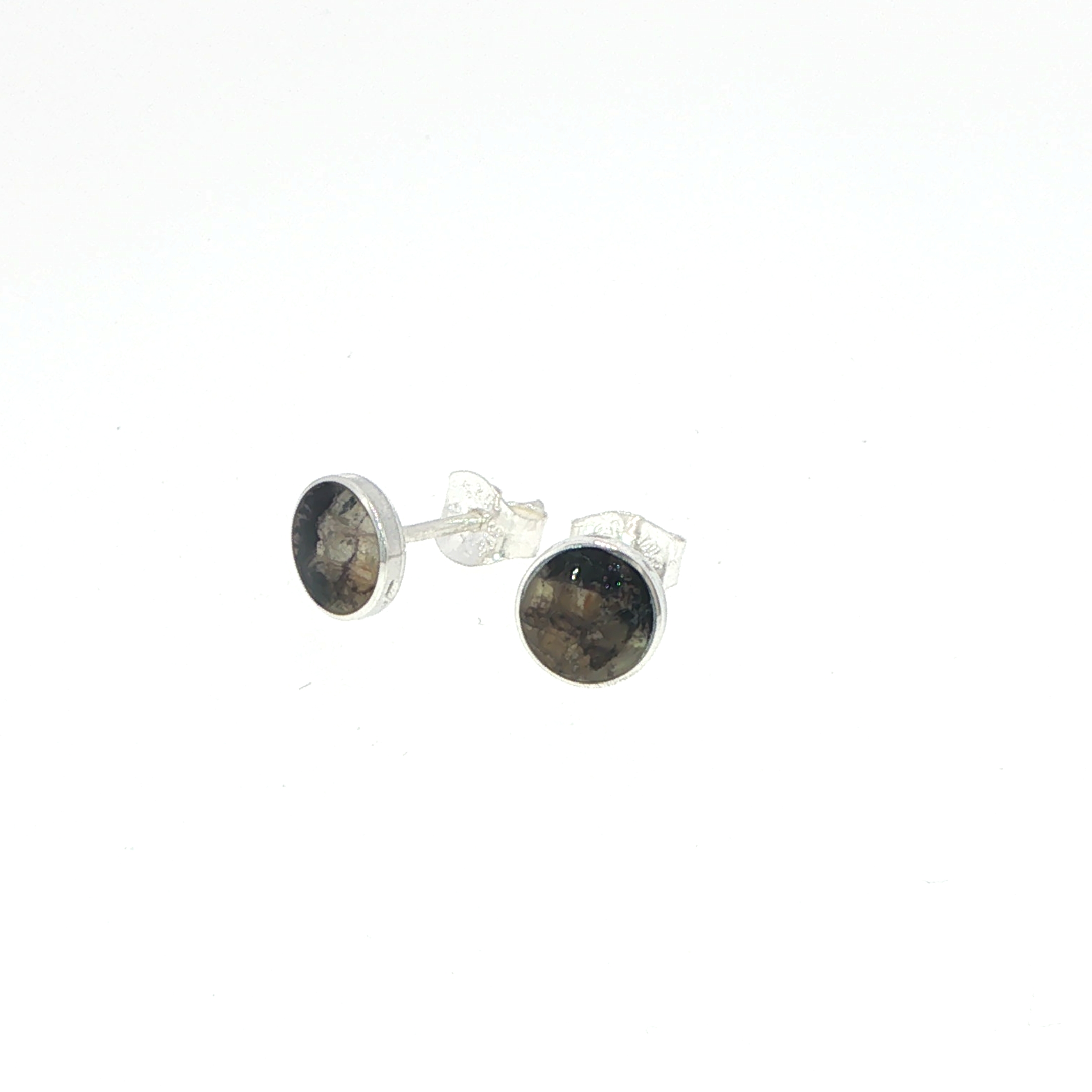 Bezel-Set Blue John Small Stud Earrings in Silver - Image 5