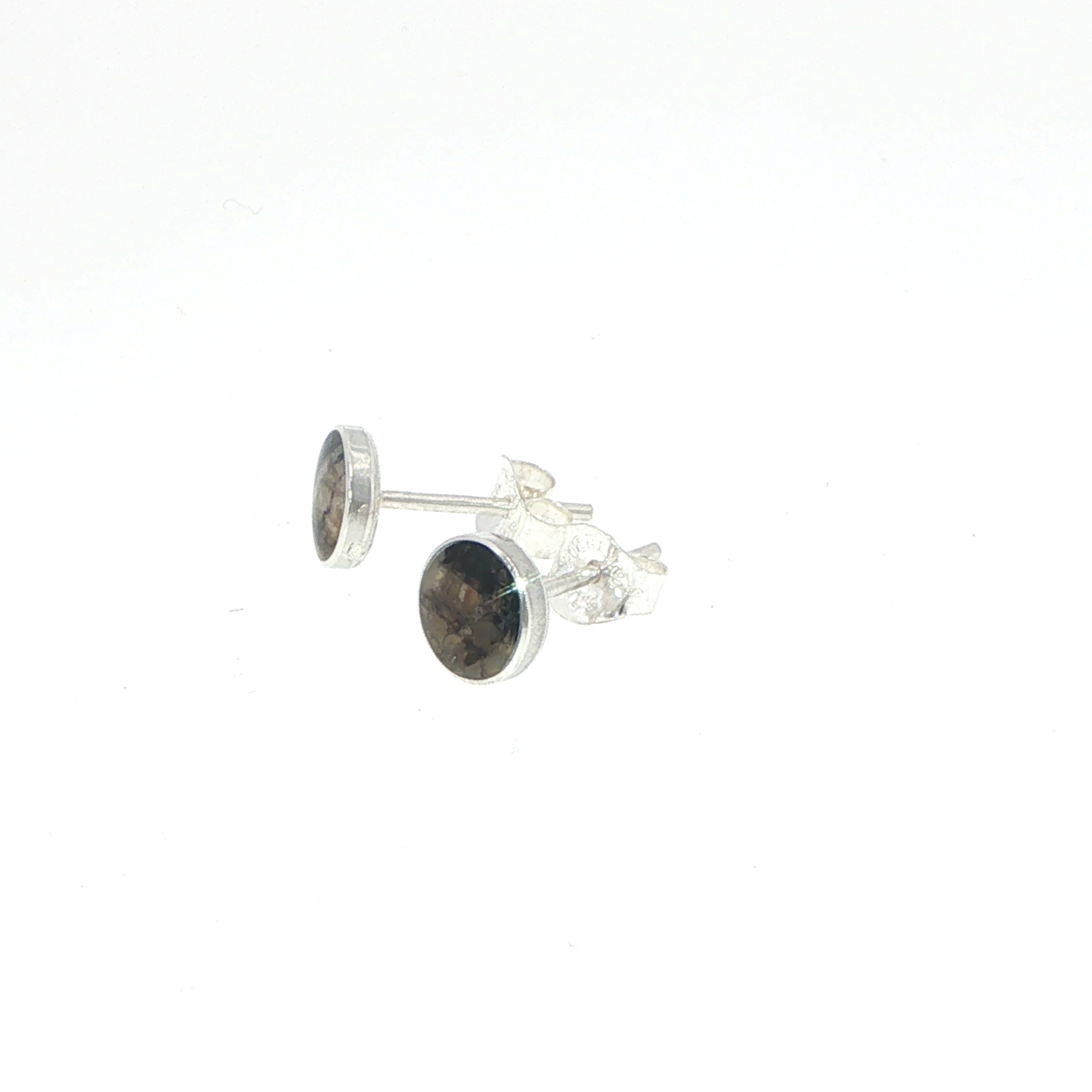 Bezel-Set Blue John Small Stud Earrings in Silver - Image 6