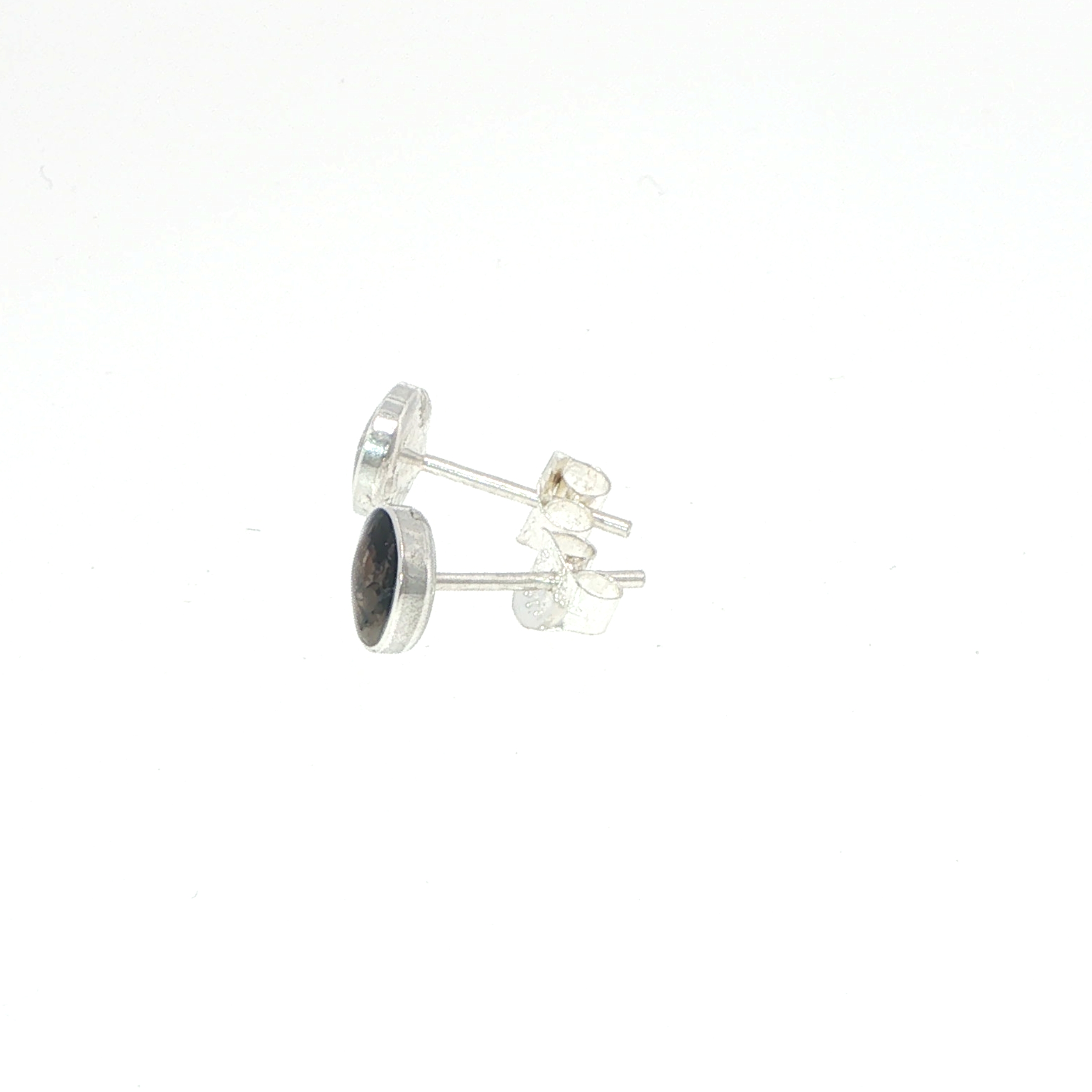 Bezel-Set Blue John Small Stud Earrings in Silver - Image 7