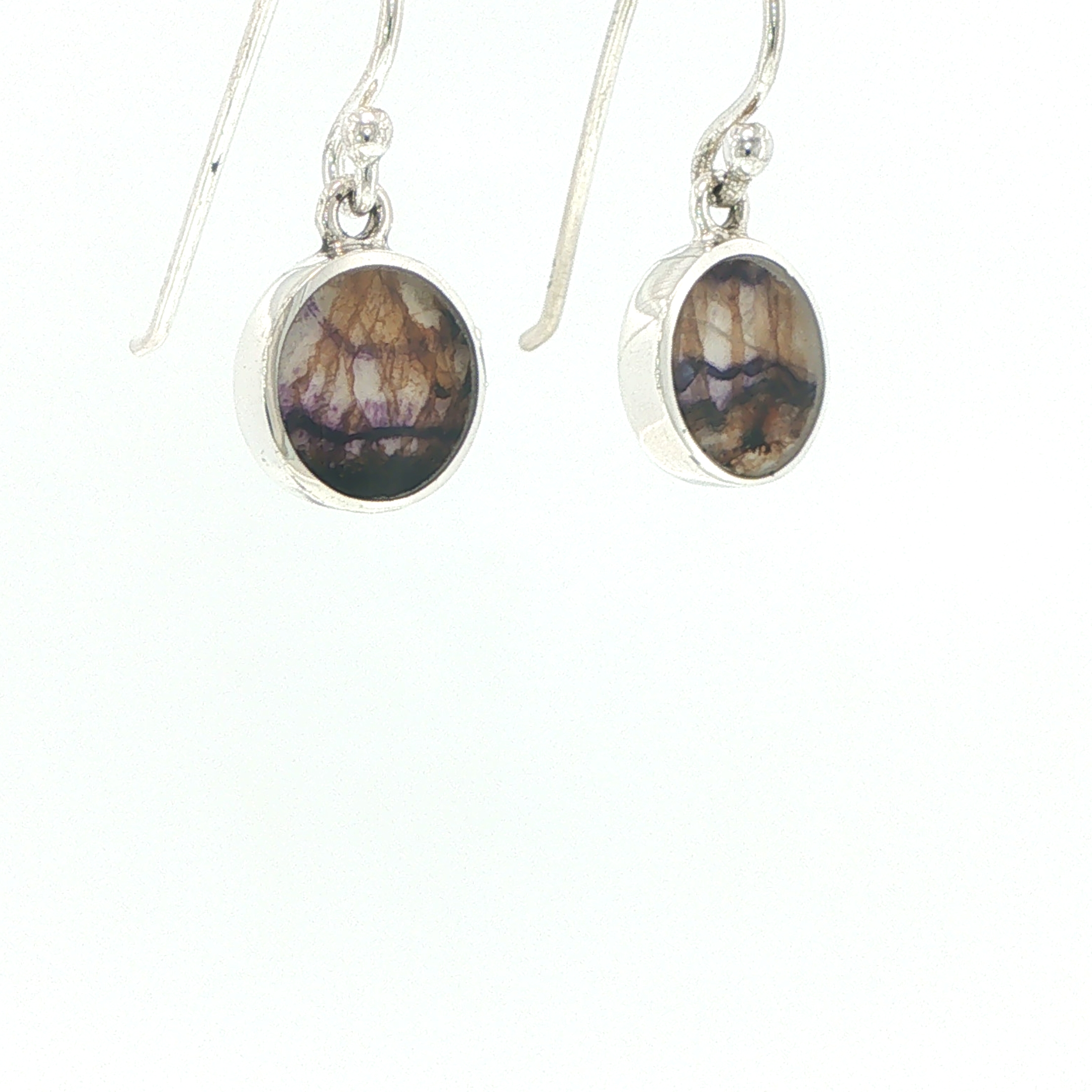 Round Blue John Drop Earrings in Silver - Image 3