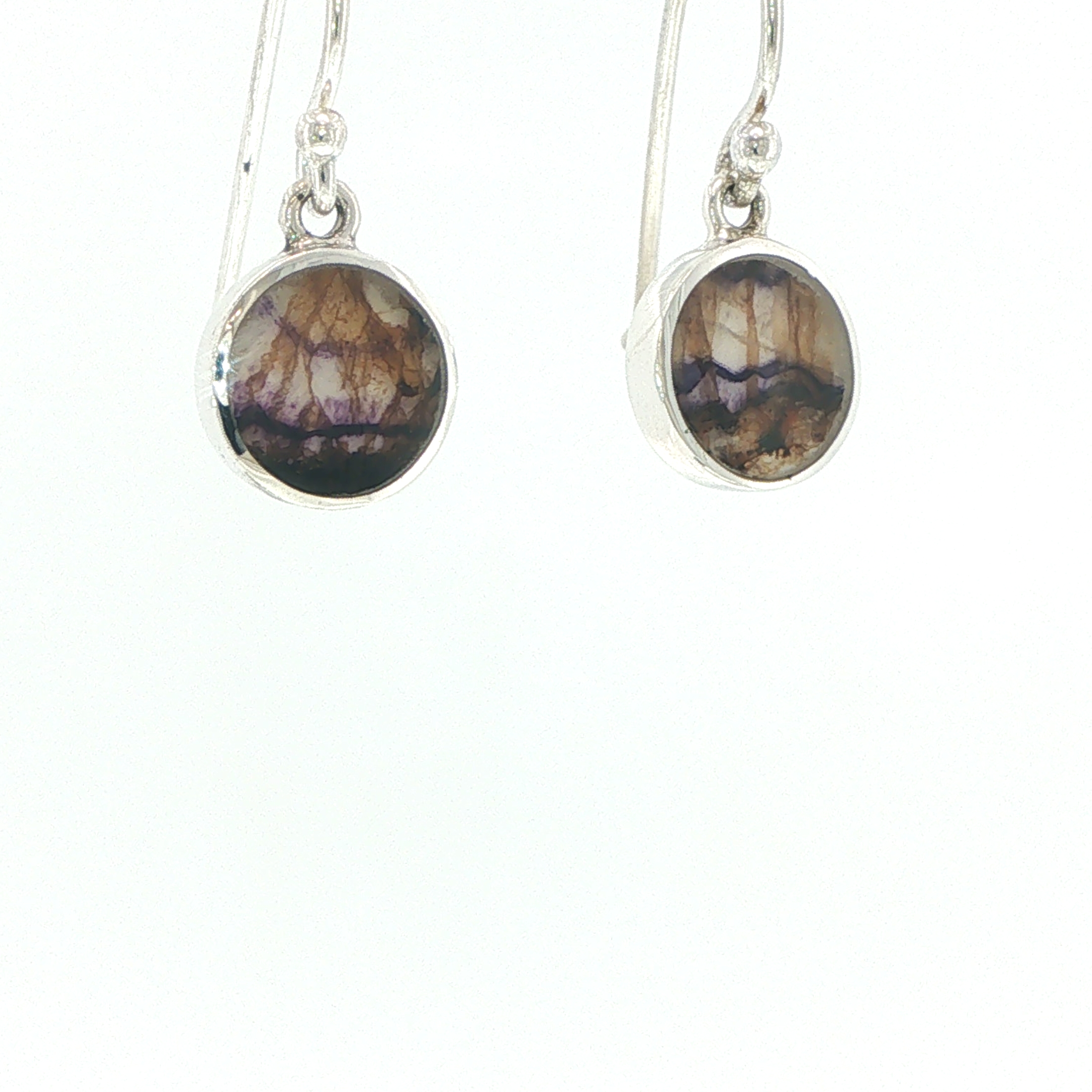 Round Blue John Drop Earrings in Silver - Image 4