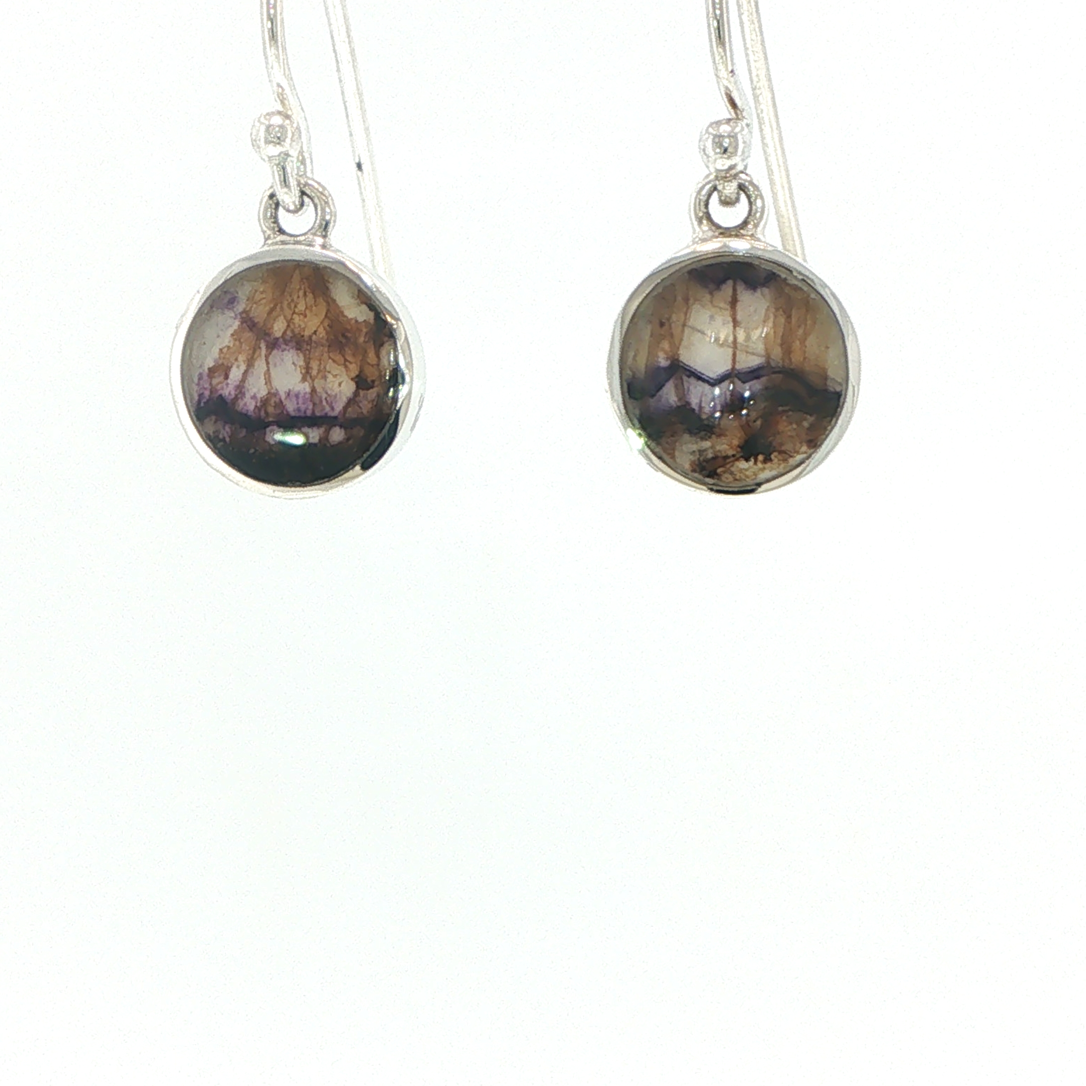 Round Blue John Drop Earrings in Silver - Image 5