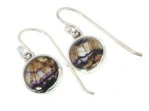 Round Blue John Drop Earrings in Silver