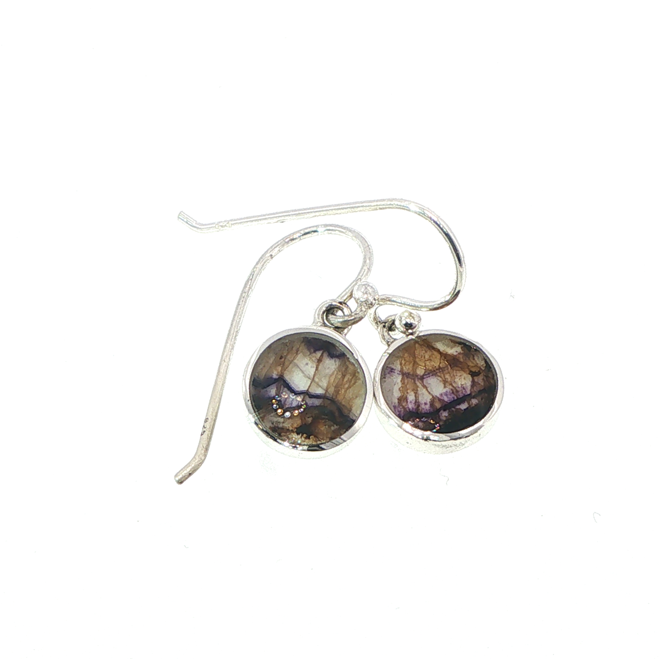 Round Blue John Drop Earrings in Silver - Image 2