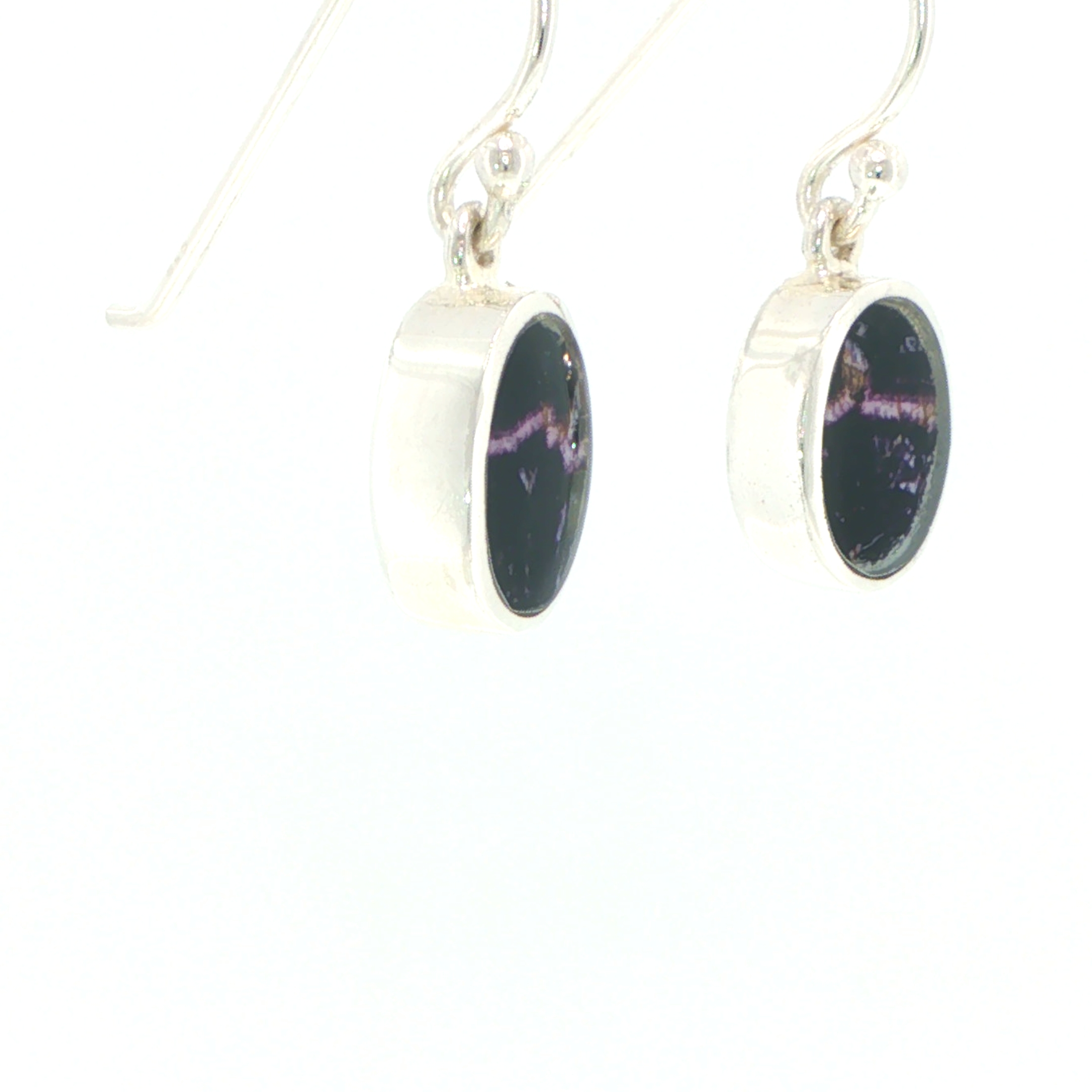 Oval Blue John Drop Earrings in Silver - Image 7