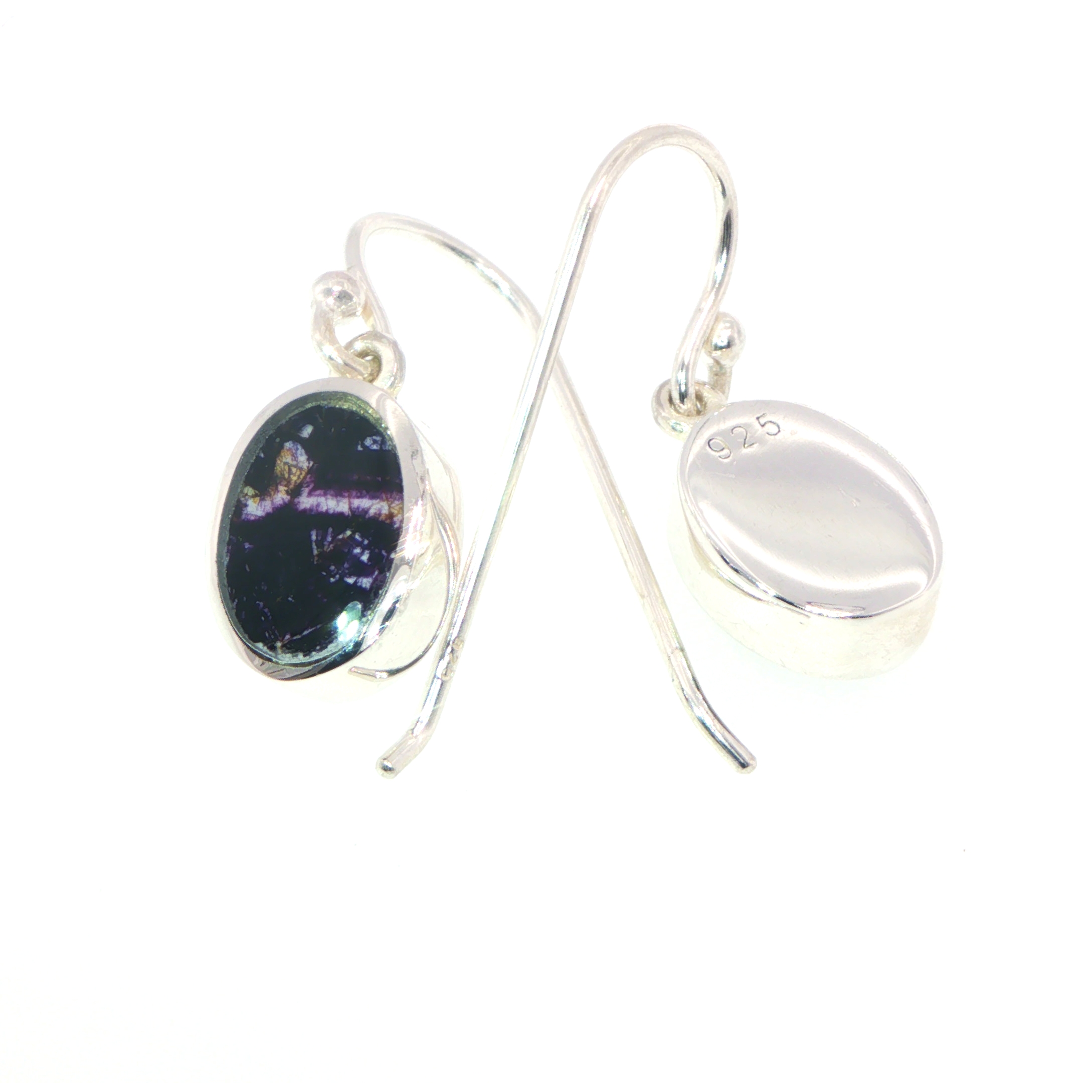 Oval Blue John Drop Earrings in Silver - Image 4
