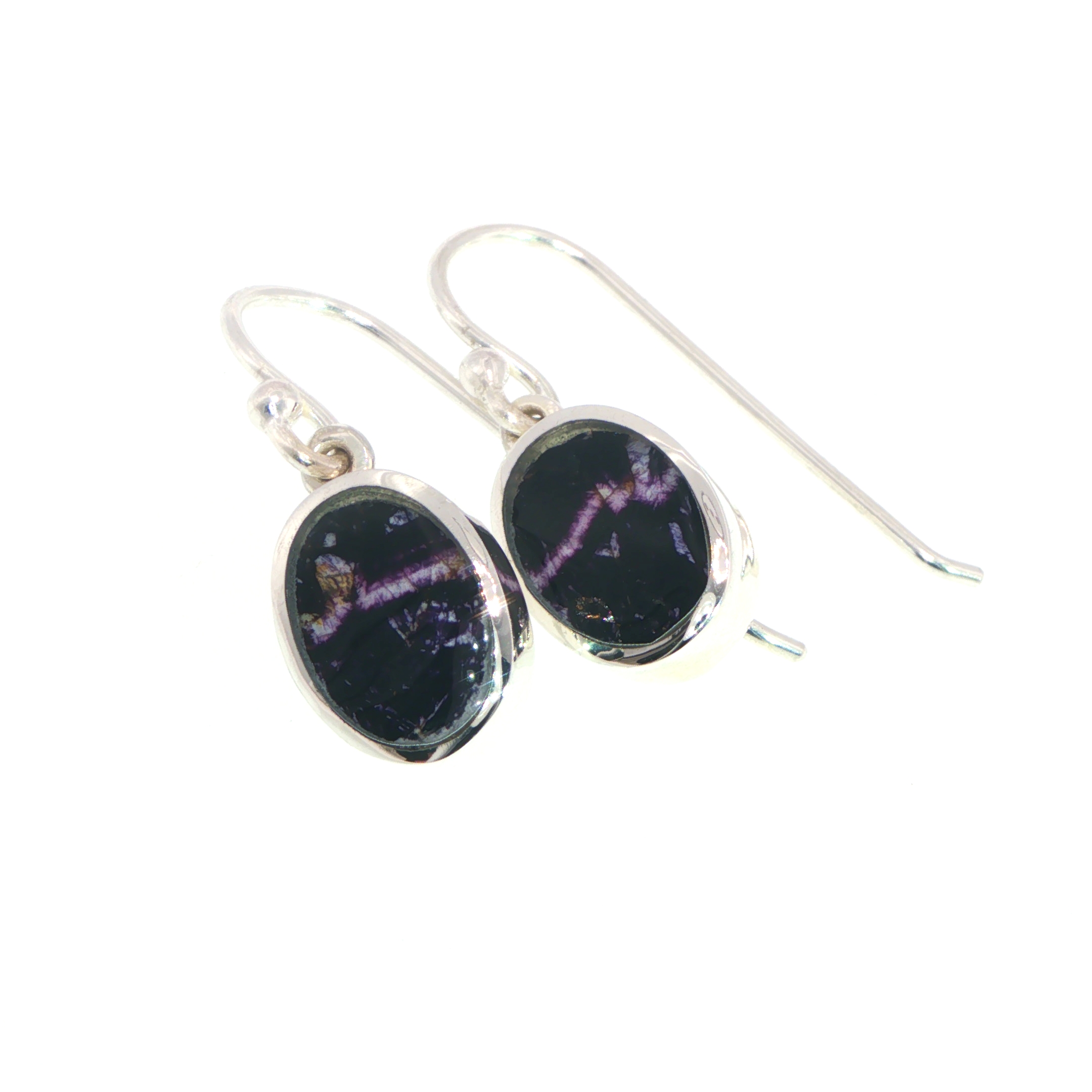 Oval Blue John Drop Earrings in Silver - Image 2