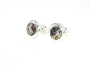 Patterned Blue John Stud Earrings in Silver