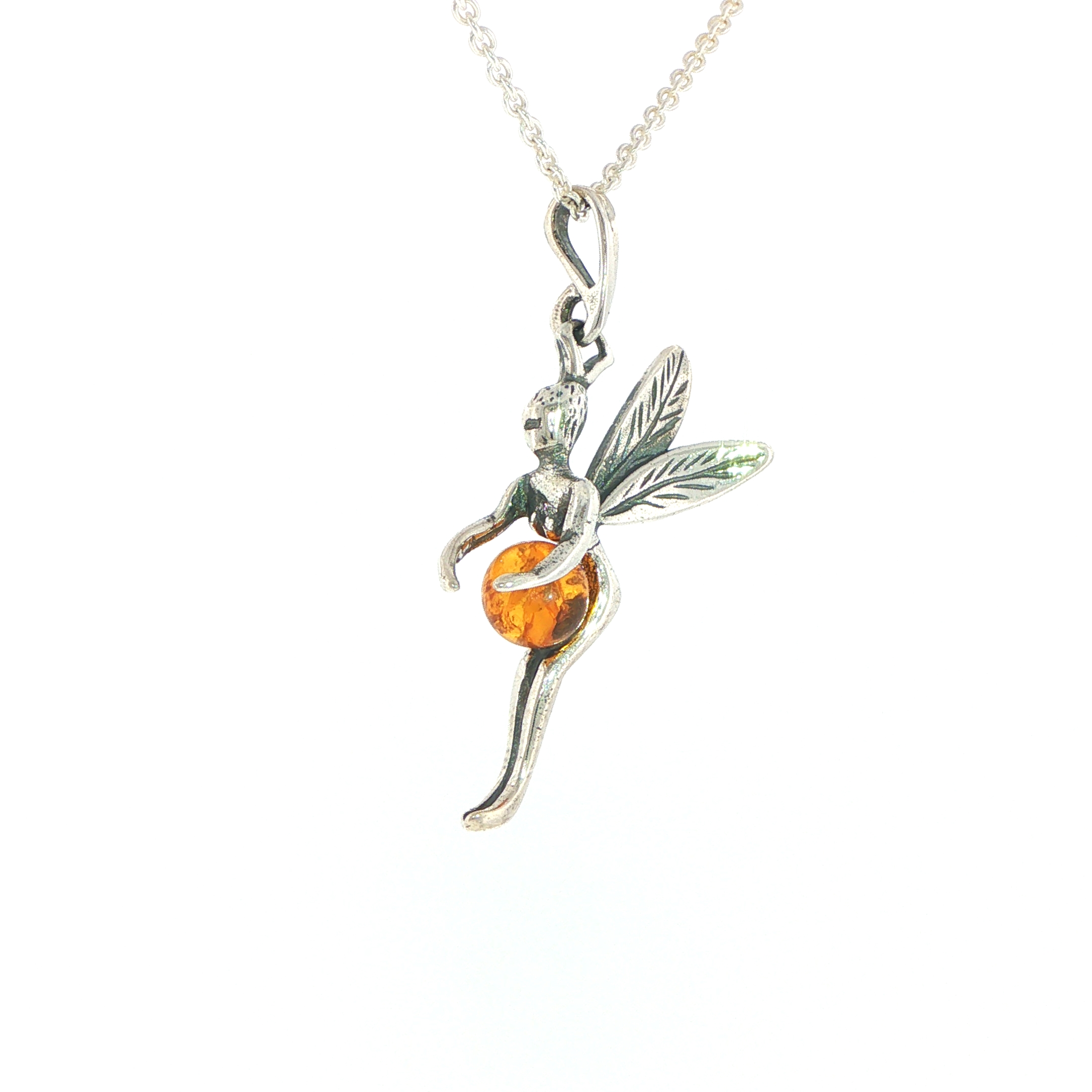 Fairy Charm Necklace with Amber Accent in Silver - Image 2