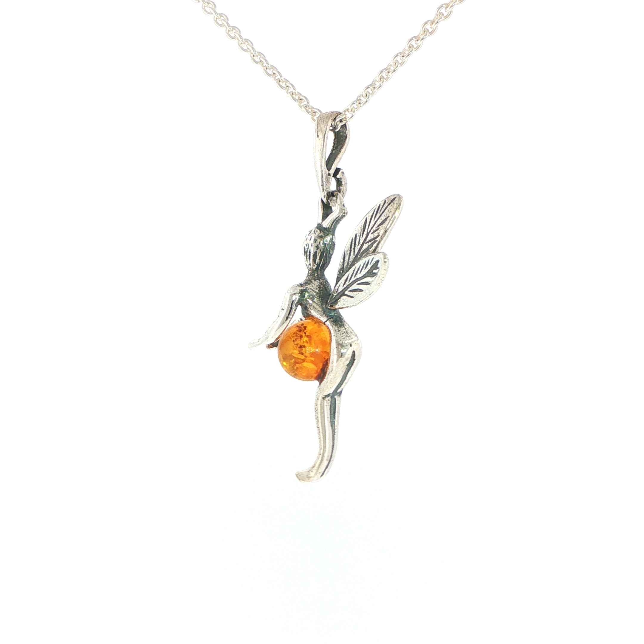 Fairy Charm Necklace with Amber Accent in Silver - Image 4