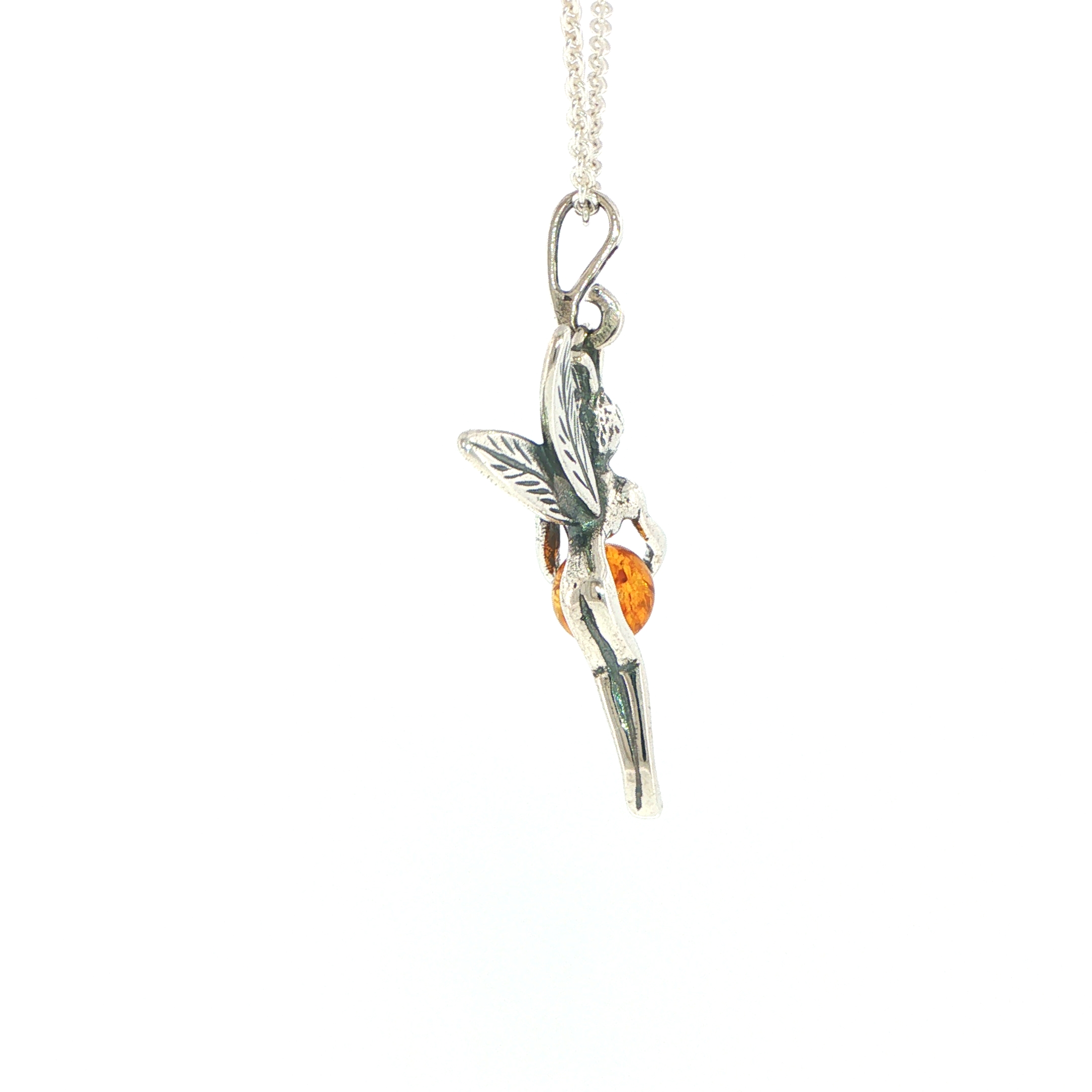Fairy Charm Necklace with Amber Accent in Silver - Image 5
