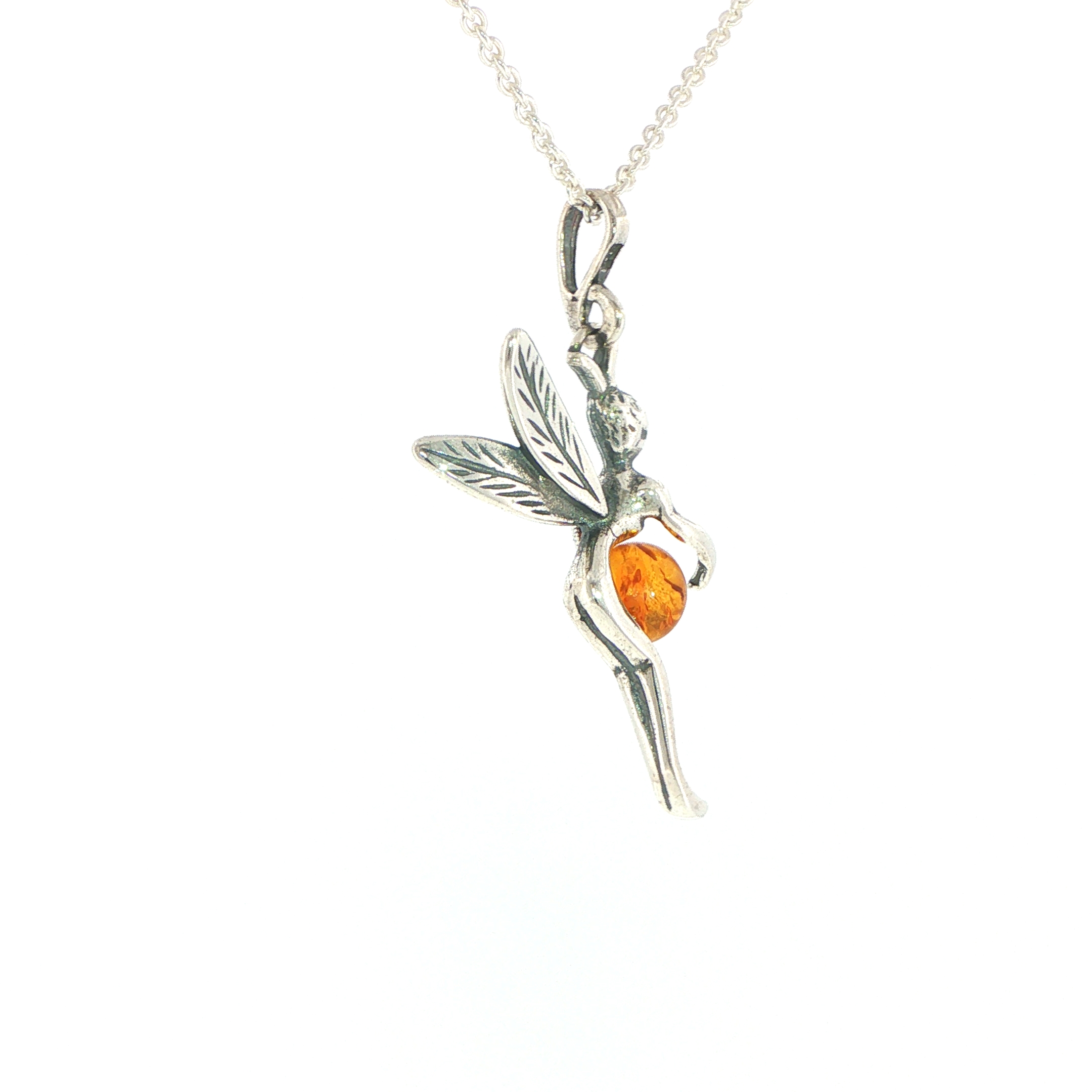 Fairy Charm Necklace with Amber Accent in Silver - Image 6